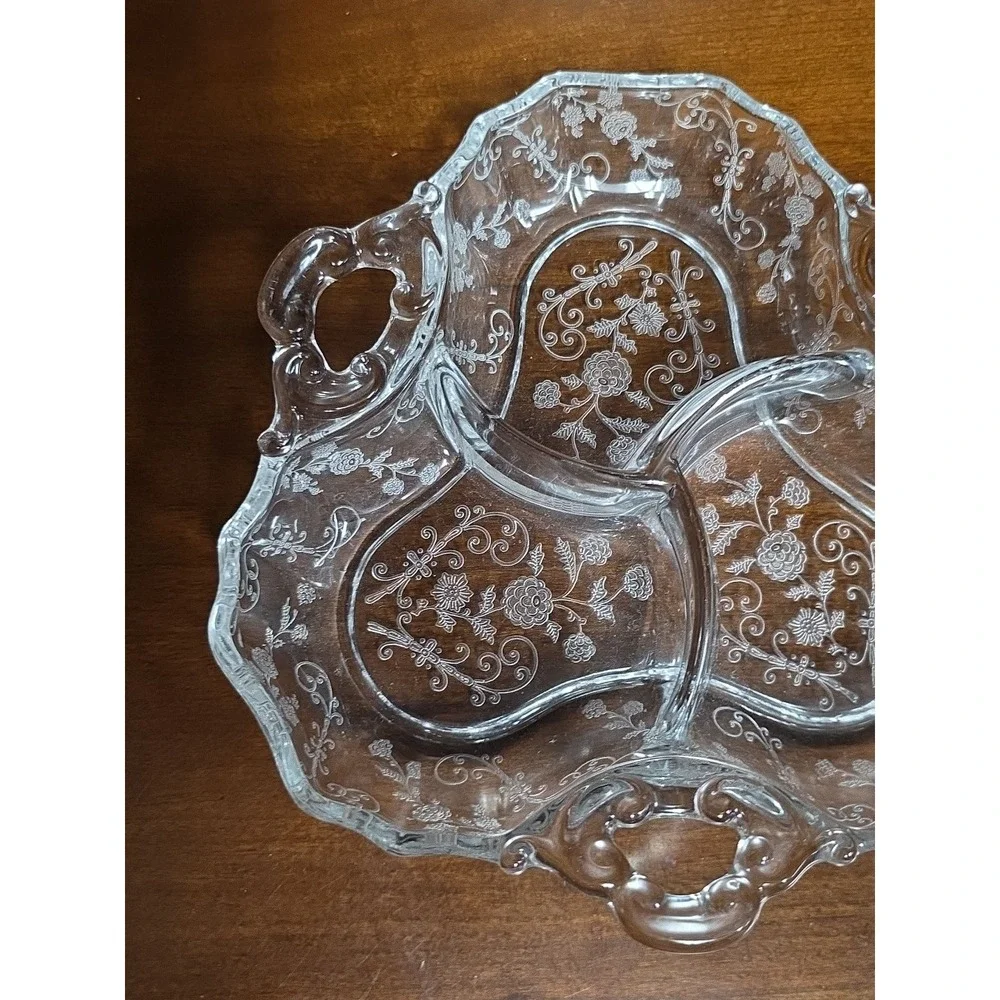 Cambridge Glass Chantily 3 part‎ Relish Dish 1938-1958